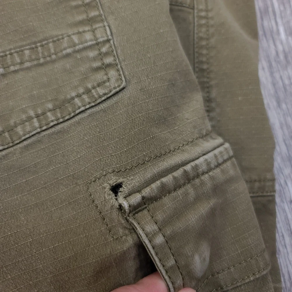 MEC Cargo Pants Mens 32 Green Ripstop Organic Cotton Elastic Hiking Utility - Picture 8 of 8